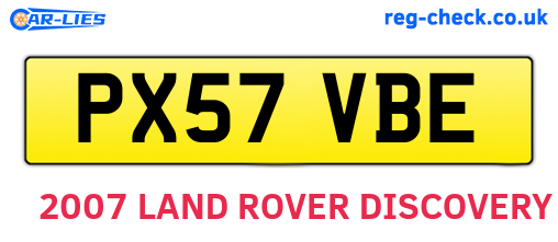 PX57VBE are the vehicle registration plates.