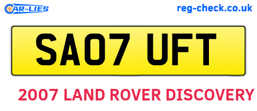 SA07UFT are the vehicle registration plates.