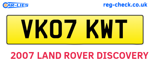 VK07KWT are the vehicle registration plates.