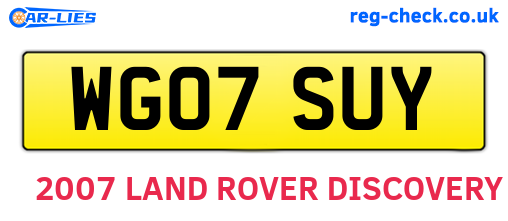 WG07SUY are the vehicle registration plates.