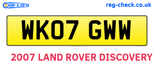 WK07GWW are the vehicle registration plates.