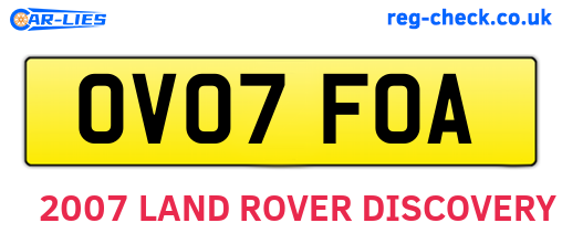 OV07FOA are the vehicle registration plates.