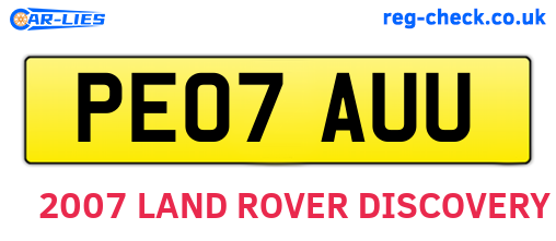 PE07AUU are the vehicle registration plates.