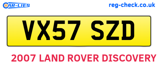 VX57SZD are the vehicle registration plates.