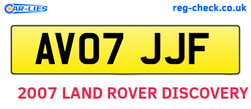 AV07JJF are the vehicle registration plates.