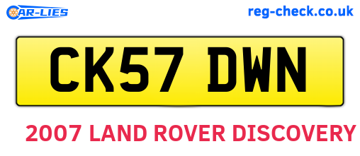 CK57DWN are the vehicle registration plates.