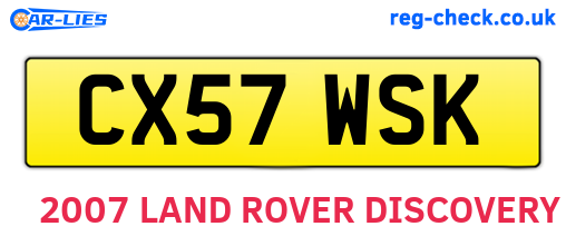 CX57WSK are the vehicle registration plates.