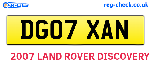 DG07XAN are the vehicle registration plates.