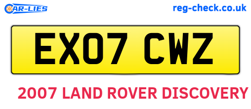 EX07CWZ are the vehicle registration plates.