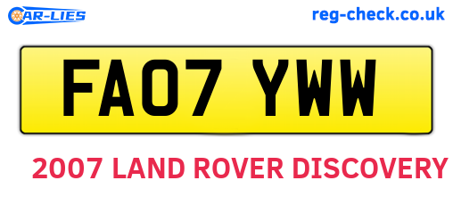 FA07YWW are the vehicle registration plates.