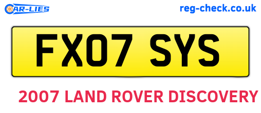 FX07SYS are the vehicle registration plates.