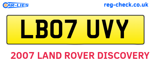 LB07UVY are the vehicle registration plates.