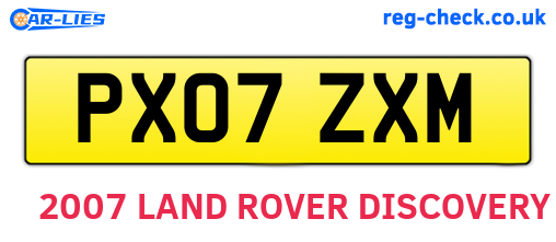 PX07ZXM are the vehicle registration plates.