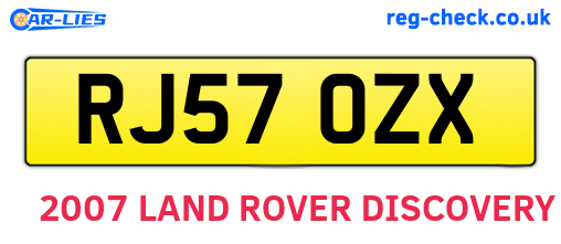 RJ57OZX are the vehicle registration plates.
