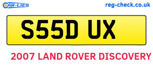 S55DUX are the vehicle registration plates.