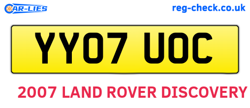 YY07UOC are the vehicle registration plates.