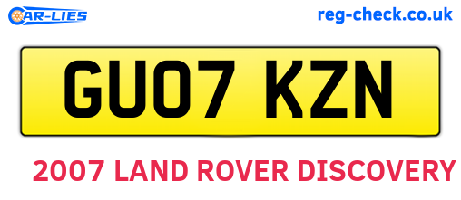GU07KZN are the vehicle registration plates.