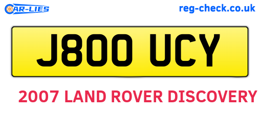 J800UCY are the vehicle registration plates.