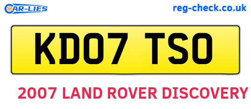 KD07TSO are the vehicle registration plates.