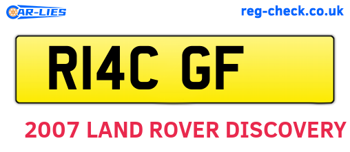 R14CGF are the vehicle registration plates.