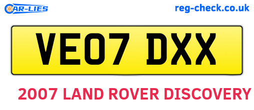 VE07DXX are the vehicle registration plates.