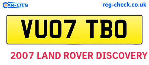 VU07TBO are the vehicle registration plates.