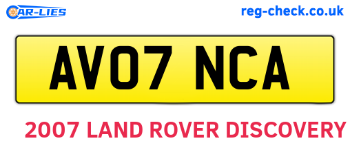 AV07NCA are the vehicle registration plates.