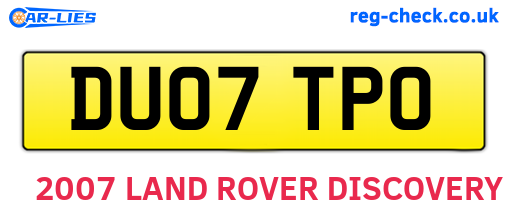 DU07TPO are the vehicle registration plates.