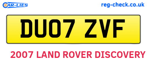 DU07ZVF are the vehicle registration plates.