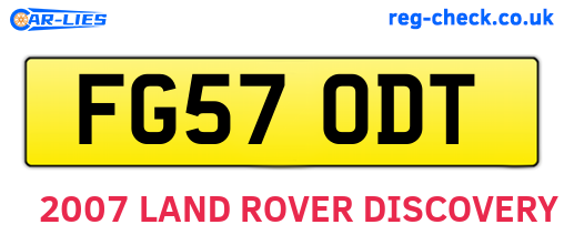 FG57ODT are the vehicle registration plates.