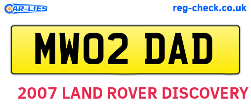 MW02DAD are the vehicle registration plates.