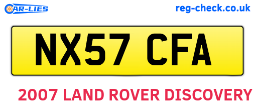 NX57CFA are the vehicle registration plates.
