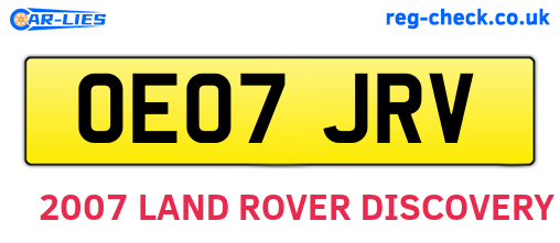 OE07JRV are the vehicle registration plates.