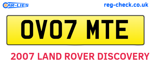 OV07MTE are the vehicle registration plates.