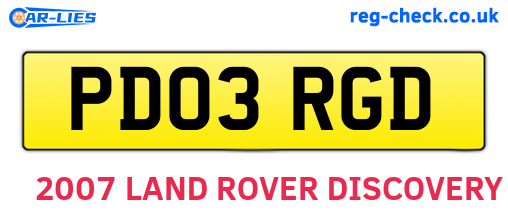 PD03RGD are the vehicle registration plates.