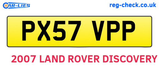PX57VPP are the vehicle registration plates.