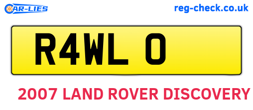 R4WLO are the vehicle registration plates.