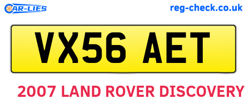 VX56AET are the vehicle registration plates.