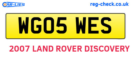 WG05WES are the vehicle registration plates.