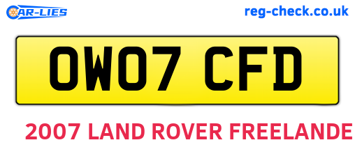 OW07CFD are the vehicle registration plates.