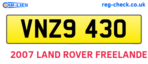 VNZ9430 are the vehicle registration plates.