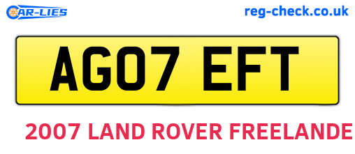 AG07EFT are the vehicle registration plates.