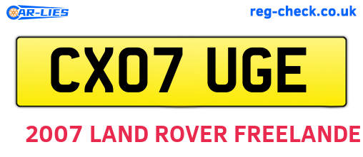CX07UGE are the vehicle registration plates.