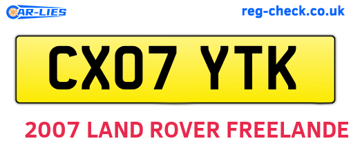 CX07YTK are the vehicle registration plates.