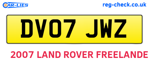 DV07JWZ are the vehicle registration plates.