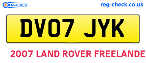 DV07JYK are the vehicle registration plates.