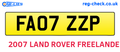 FA07ZZP are the vehicle registration plates.