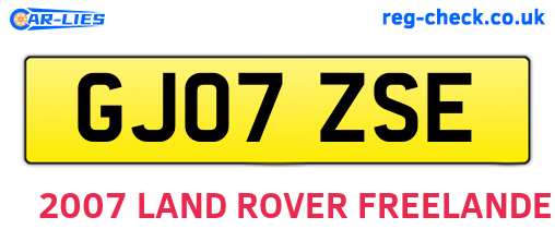 GJ07ZSE are the vehicle registration plates.