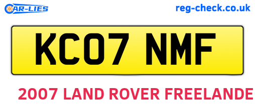 KC07NMF are the vehicle registration plates.
