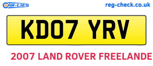 KD07YRV are the vehicle registration plates.